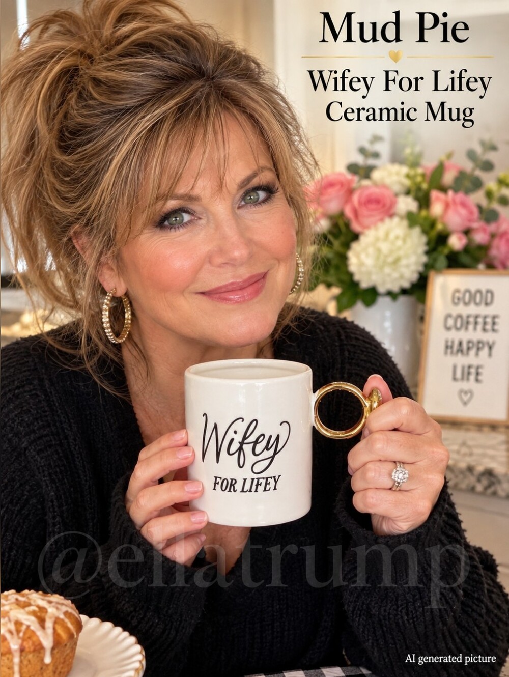 Mud Pie Wifey For Lifey Ceramic Mug w Diamond Ring Handle